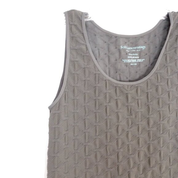 Soft Surroundings Grey Lattice Sleeveless Stretch Tank Top - Picture 2 of 9